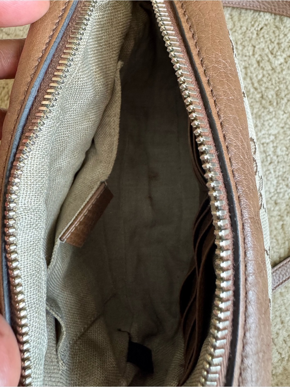 Gucci Beige and Brown Monogram Crossbody Bag with Matching Sandals - Picture 5 of 6